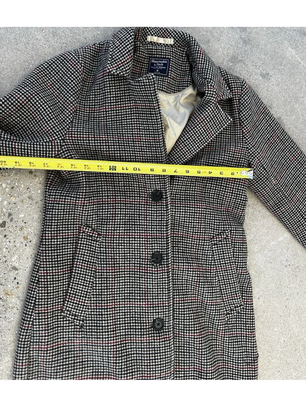 Abercrombie & Fitch A&F Wool Blend Houndstooth Blazer Coat Plaid Size Medium